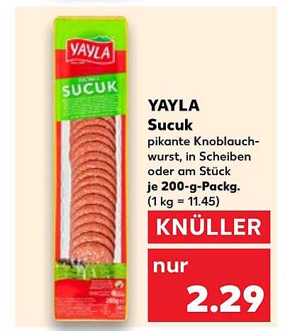 YAYLA Sucuk pikante Knoblauchwurst in Scheiben oder am Stück 200-g-Pack.