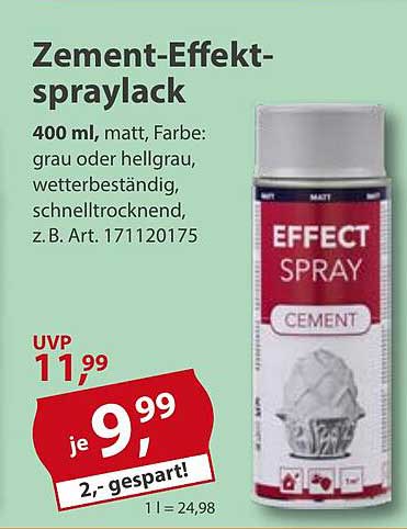 Zement-Effektspraylack 400 ml, matt, grau oder hellgrau