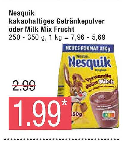 Nesquik kakaohaltiges Getränkepulver oder Milk Mix Frucht