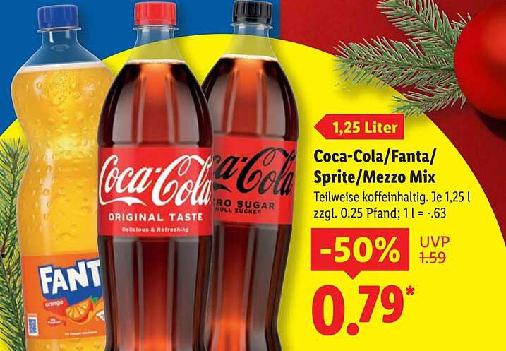 Coca-Cola/Fanta/Sprite/Mezzo Mix 1,25 Liter