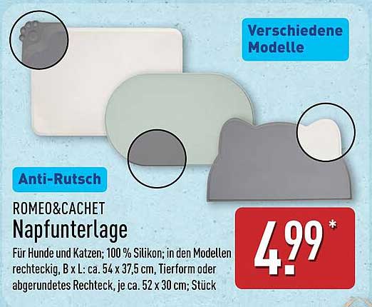 ROMEO & CACHE Napfunterlage für Hunde und Katzen
