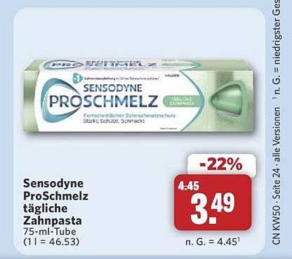 Sensodyne ProSchmelz tägliche Zahnpasta 75-ml-Tube