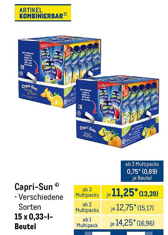Capri-Sun • Verschiedene Sorten 15 x 0,33-l-Beutel