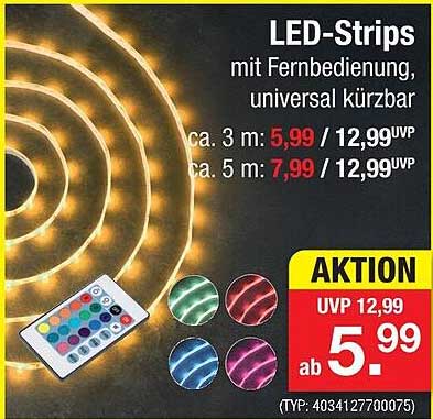 LED-Strips mit Fernbedienung, universal kürzbar
