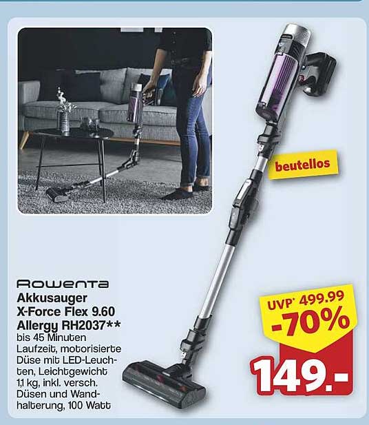 Rowenta Akkusauger X-Force Flex 9.60 Allergy RH2037**
