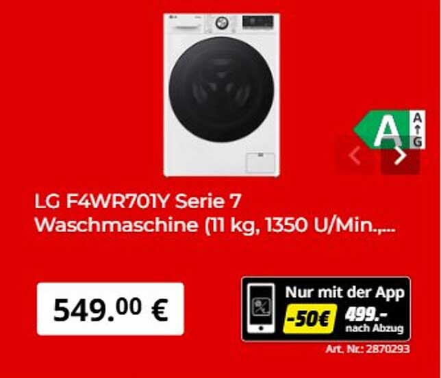 LG F4WR701Y Serie 7 Waschmaschine (11 kg, 1350 U/Min.,...