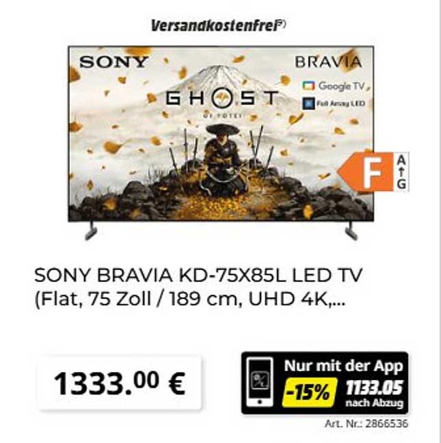 SONY BRAVIA KD-75X85L LED TV (Flat, 75 Zoll / 189 cm, UHD 4K,...