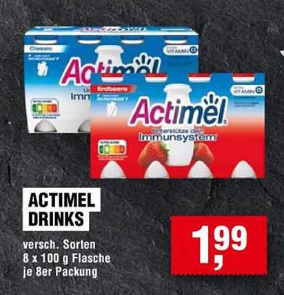 Actimel Drinks - verschiedene Sorten, 8 x 100 g Flasche, je 8er Packung