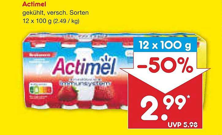 Actimel gekühlt, verschiedene Sorten 12 x 100 g