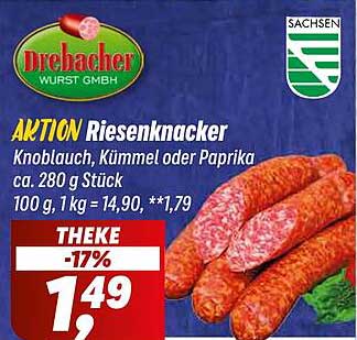 AKTION Riesenknacker - Knoblauch, Kümmel oder Paprika