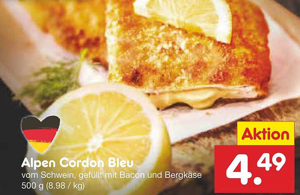 Alpen Cordon Bleu vom Schwein, gefüllt mit Bacon und Bergkäse