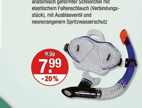 Anatomisch geformter Schnorchel mit elastischem Faltenschlauch und Spritzwasserschutz