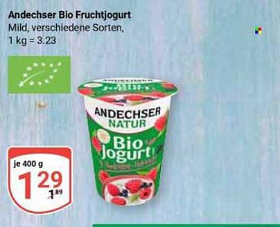 Andechser Bio Fruchtjogurt – Mild, verschiedene Sorten, 400 g