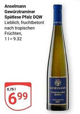 Anselmann Gewürztraminer Spätlese Pfalz DQW