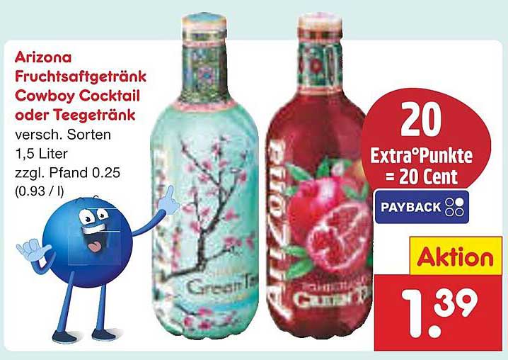 Arizona Fruchtsaftgetränk Cowboy Cocktail oder Teegetränk 1,5 Liter