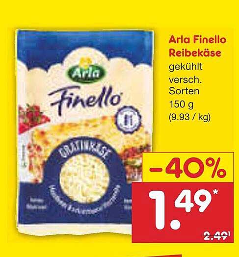 Arla Finello Reibekäse, 150 g