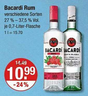 Bacardi Rum verschiedene Sorten 0,7-Liter-Flasche
