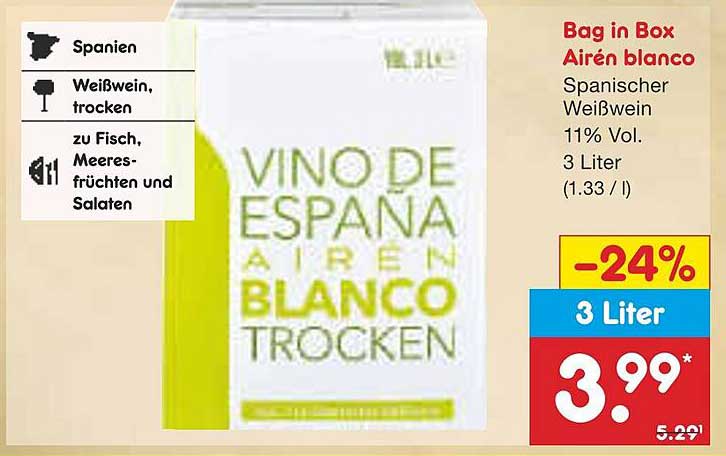 Bag in Box Airén blanco - Spanischer Weißwein