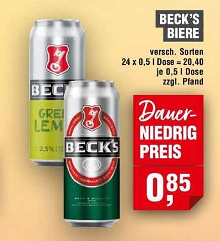 BECK'S Biere - Verschiedene Sorten