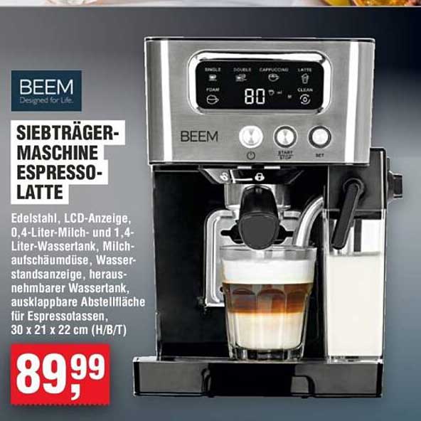 BEEM Siebträgermaschine Espresso-Latte