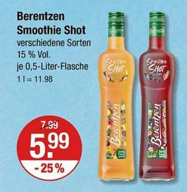 Berentzen Smoothie Shot verschiedene Sorten 15 % Vol.