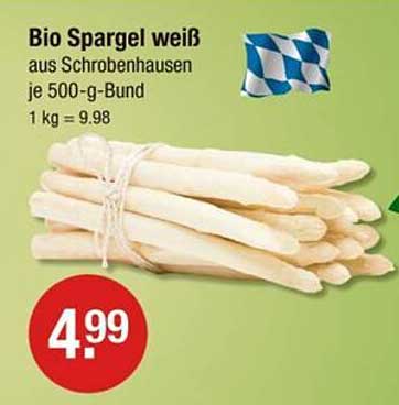 Bio Spargel weiß aus Schrobenhausen je 500-g-Bund