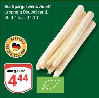Bio Spargel weiß/violett, 400 g-Bund für nur 4,44 €