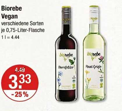 Biorebe Vegan - Verschiedene Sorten je 0,75-Liter-Flasche