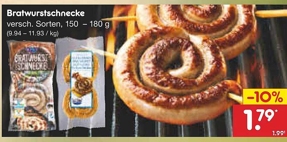Bratwurstschnecke - verschiedene Sorten, 150 – 180 g