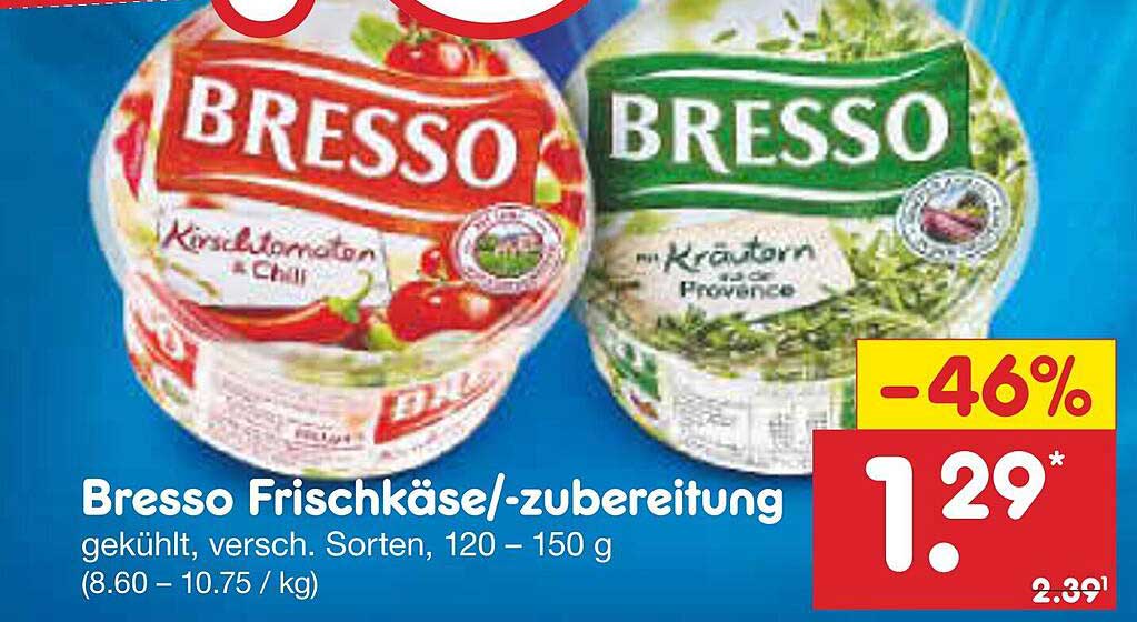 Bresso Frischkäse/-zubereitung, 120 – 150 g, verschiedene Sorten