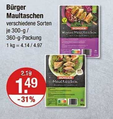 Bürger Maultaschen verschiedene Sorten je 300-g / 360-g-Packung