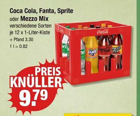 Coca Cola, Fanta, Sprite oder Mezzo Mix – 12 x 1-Liter-Kiste
