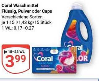 Coral Waschmittel Flüssig, Pulver oder Caps - verschiedene Sorten