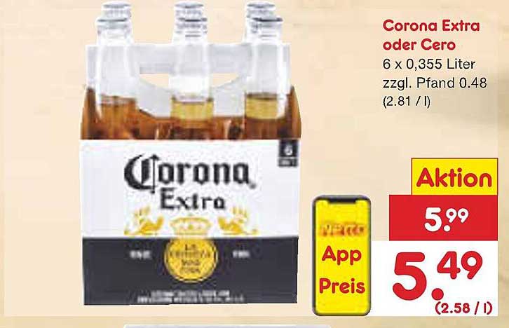 Corona Extra oder Cero 6 x 0,355 Liter zzgl. Pfand 0,48
