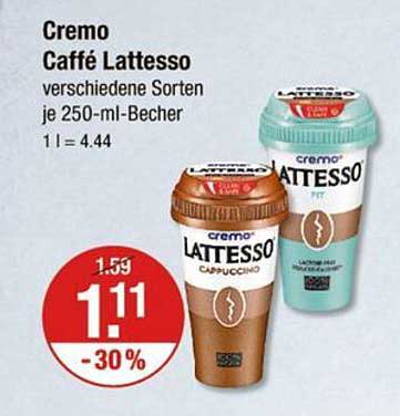 Cremo Caffè Lattesso verschiedene Sorten je 250-ml-Becher