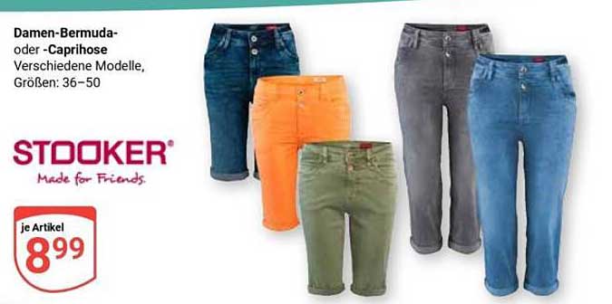 Damen-Bermuda- oder -Caprihose in verschiedenen Modellen und Größen: 36–50