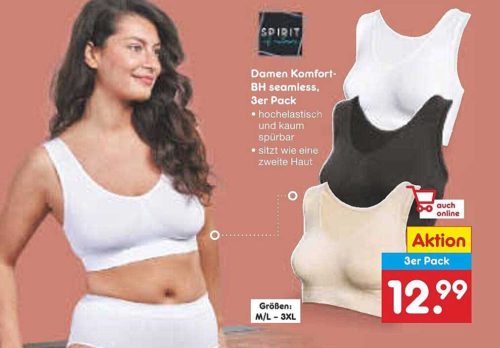 Damen Komfort-BH seamless, 3er Pack