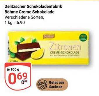 Delitzscher Schokoladenfabrik Böhme Creme Schokolade - Zitronen