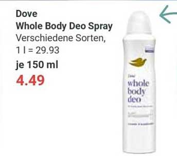 Dove Whole Body Deo Spray, verschiedene Sorten, je 150 ml
