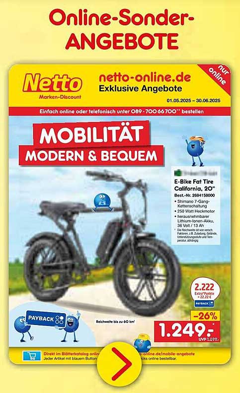 E-Bike Fat Tire California, 20"