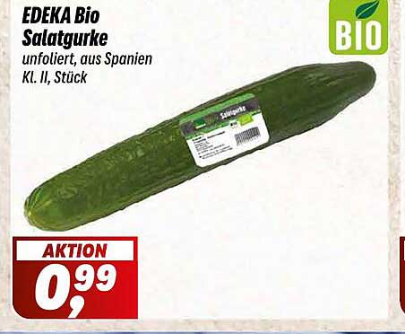EDEKA Bio Salatgurke unfoliert, aus Spanien Kl. II, Stück