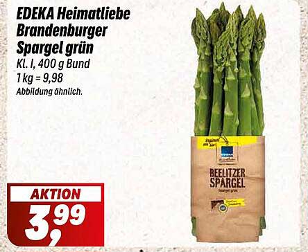 EDEKA Heimatliebe Brandenburger Spargel grün 400 g Bund