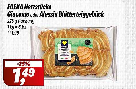 EDEKA Herzstücke Giacomo oder Alessia Blätterteiggebäck 225 g