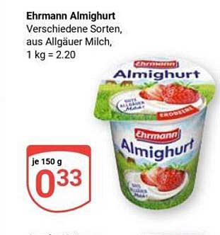 Ehrmann Almighurt – Verschiedene Sorten, aus Allgäuer Milch