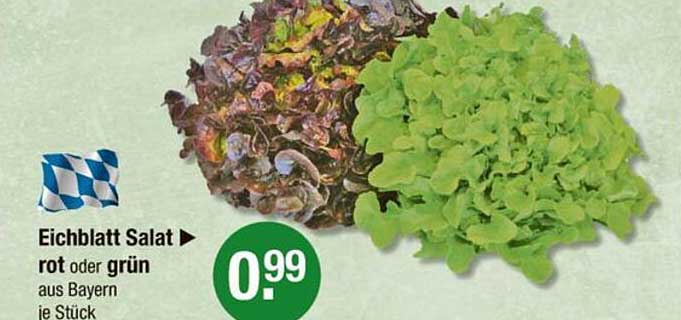 Eichblatt Salat rot oder grün, aus Bayern je Stück