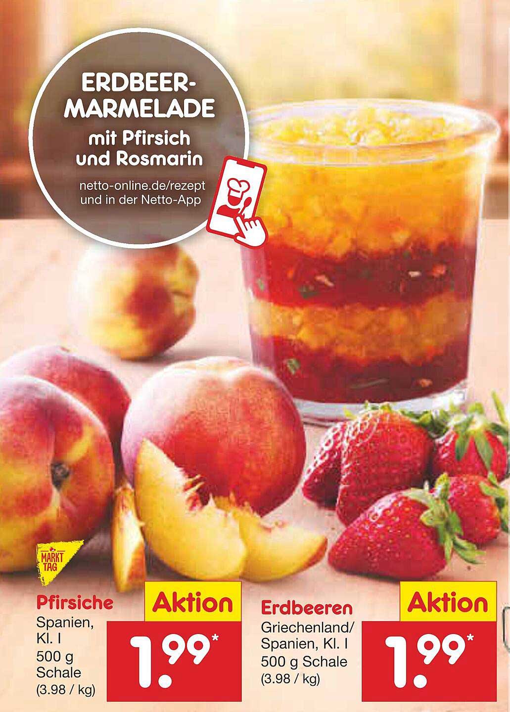 Erdbeermarmelade mit Pfirsich und Rosmarin