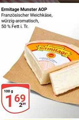 Ermitage Munster AOP - Französischer Weichkäse, würzig-aromatisch, 50 % Fett i. Tr.