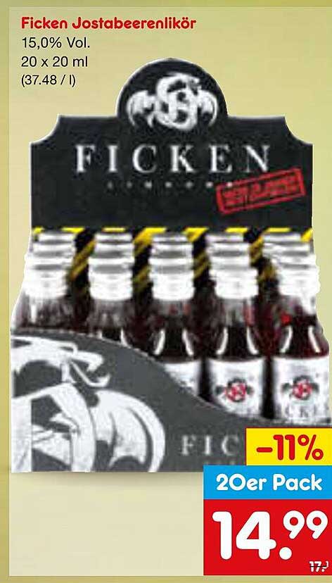 Ficken Jostabeerenlikör 15,0% Vol, 20 x 20 ml