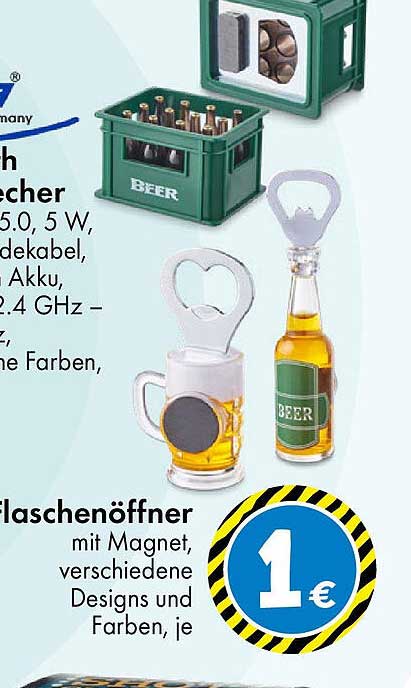 Flaschenöffner mit Magnet, verschiedene Designs und Farben, je