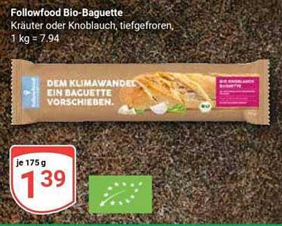 Followfood Bio-Baguette Kräuter oder Knoblauch, tiefgefroren